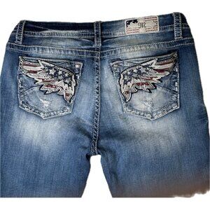 Miss Me Women’s Jeans Mid Rise Easy Crop American Flag USA 32x25